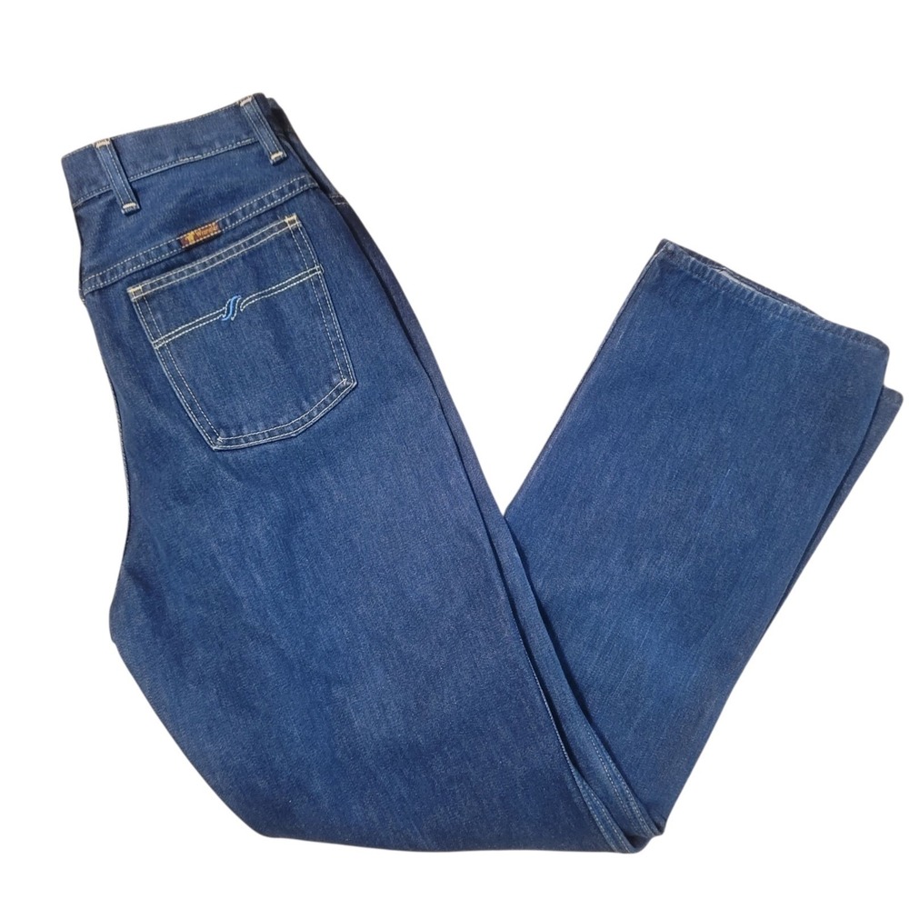 Wrangler Vintage High Waisted Straight Leg Jeans Dark Wash Blue Denim Womens 28
